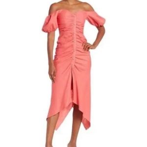 Linen Dress by Ronny Kobo in coral color